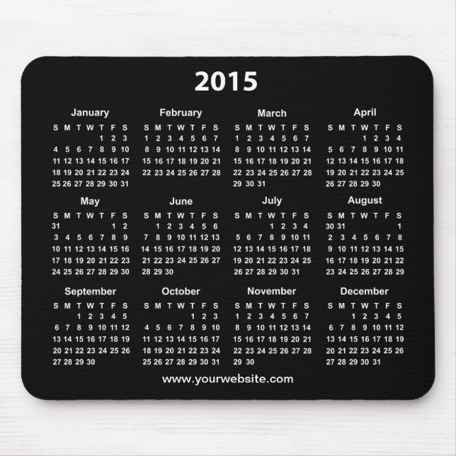 Alfombrilla De Ratón Negocio blanco y negro de 2015 calendarios (Frente)
