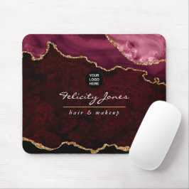Alfombrilla De Ratón Negocio de Piedra Preciosa Ágata Burgundy y Oro