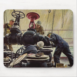 Alfombrilla De Ratón Negocio Vintage, Plataforma Petrolífera en el Océa