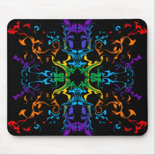 Alfombrilla de ratón negra abstracta caleidoscopio