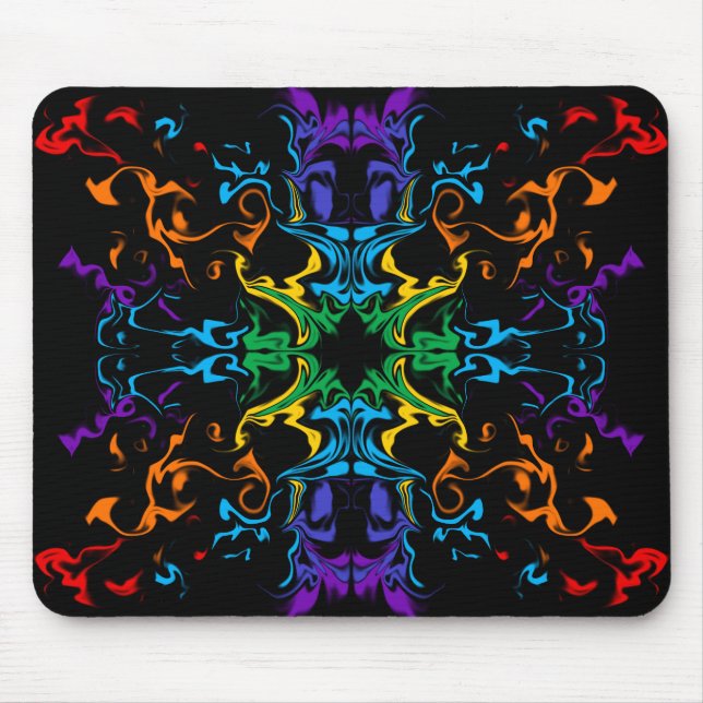 Alfombrilla de ratón negra abstracta caleidoscopio (Frente)