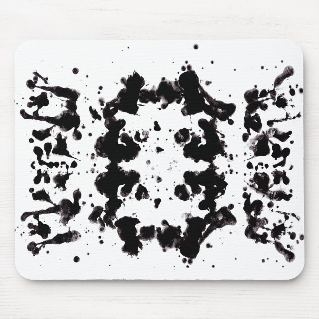 Alfombrilla de ratón negra y blanca con salpicadur (Frente)