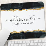 Alfombrilla De Ratón Negra Y Oro Watercolor Salon Business<br><div class="desc">Almohadilla para ratón de color acuático negro y dorado. Perfecto para maquilladores,  peluqueros,  cosmetólogos y más!</div>