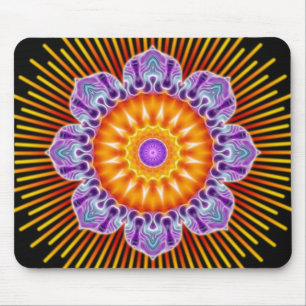 Alfombrilla De Ratón Negro amarillo Mandala