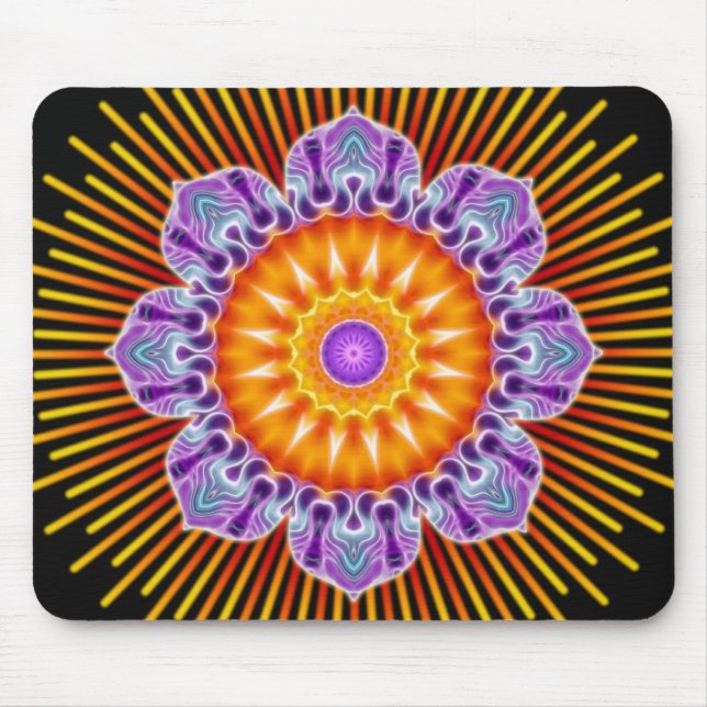 Alfombrilla De Ratón Negro amarillo Mandala (Frente)