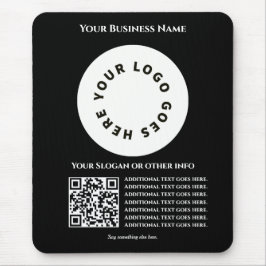 Alfombrilla De Ratón Negro con código QR añada tu propio texto y logoti