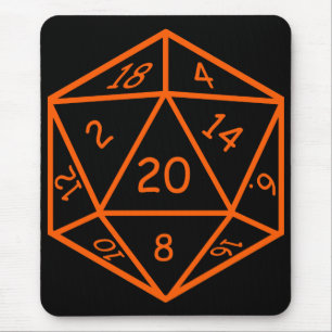 Alfombrilla De Ratón Negro D20 y naranja
