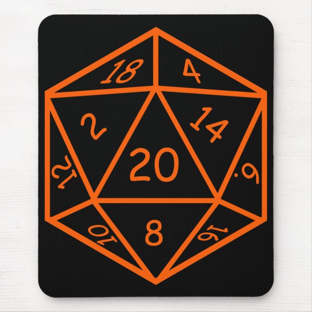Alfombrilla De Ratón Negro D20 y naranja (Frente)