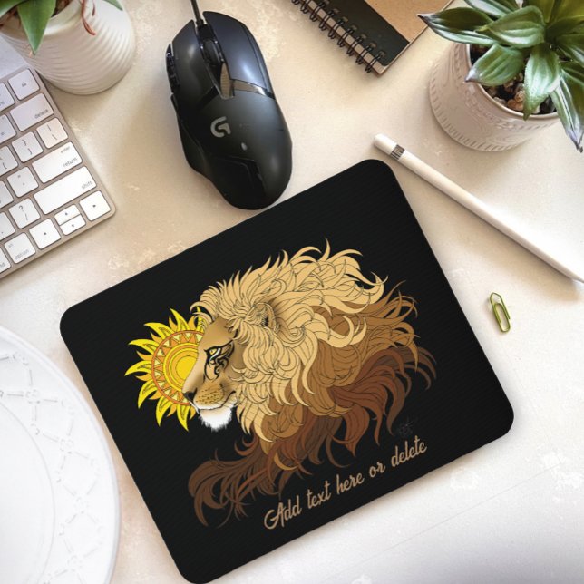 Alfombrilla De Ratón Negro de león Amarillo Mandala Sun (Subido por el creador)