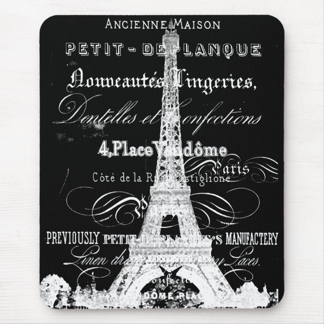 Alfombrilla De Ratón Negro de París Mousepad (Frente)