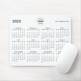 Alfombrilla De Ratón Negro del logotipo comercial del Calendario 2025