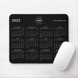 Alfombrilla De Ratón Negro del logotipo comercial del Calendario 2025