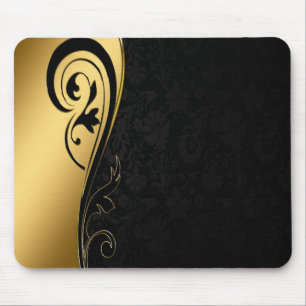 Alfombrilla De Ratón Negro elegante y oro