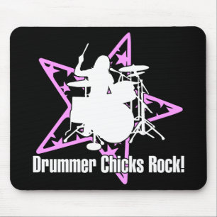 Alfombrilla De Ratón Negro femenino de la roca de los baterías