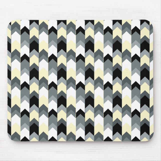 Alfombrilla De Ratón Negro, gris, chevron amarillo (Frente)