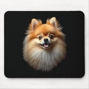 Alfombrilla De Ratón Negro Pomerania Dog Pom Face