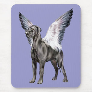 Alfombrilla De Ratón Negro UC del ángel de great dane