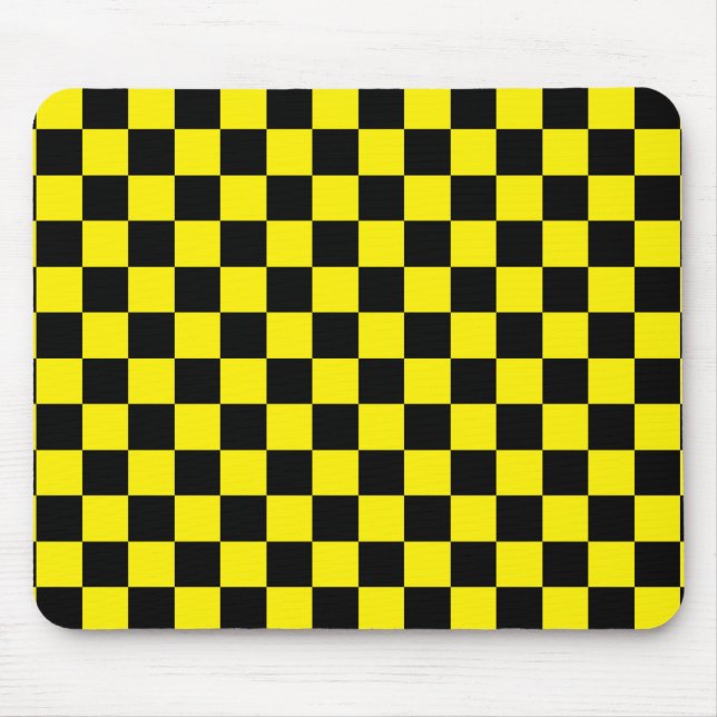 Alfombrilla De Ratón Negro y amarillo a cuadros (Frente)