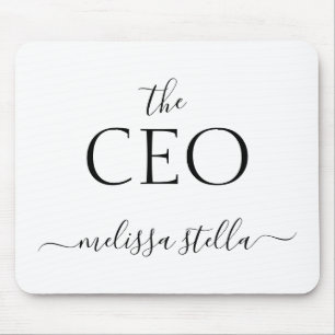 Alfombrilla De Ratón Negro y Blanco Moderno El nombre del CEO   Regalo 