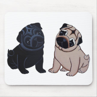 Alfombrilla De Ratón Negro y cojín de ratón de los perritos del barro