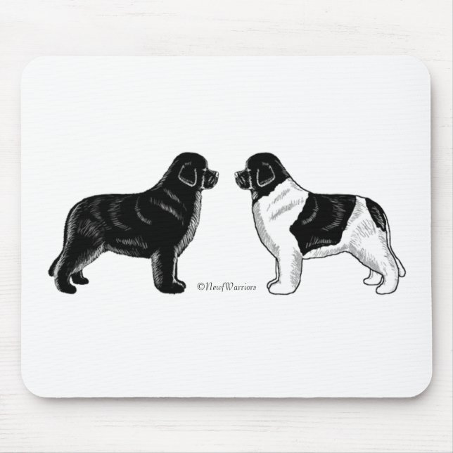 Alfombrilla De Ratón Negro y perro de Landseer Terranova (Frente)