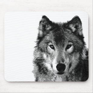 Alfombrilla De Ratón Negro y retrato de White Wolf