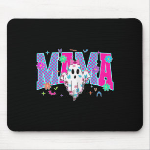 Alfombrilla De Ratón Neon Checkered Halloween Fantasma Mamá disfraz mam