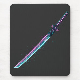 Alfombrilla De Ratón ​Neon Cyber-Katana: Digital Blade Tech mousepad 