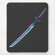 Alfombrilla de ratón Neon Cyber-Katana: Tech de ho