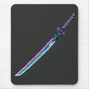 Alfombrilla de ratón Neon Cyber-Katana: Tech de ho