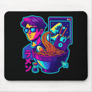 Alfombrilla De Ratón Neon Cyber Ramen - Vaporwave Retro Arte estético