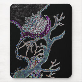 Alfombrilla De Ratón neón de ensueño zombi con mariposas en el pelo