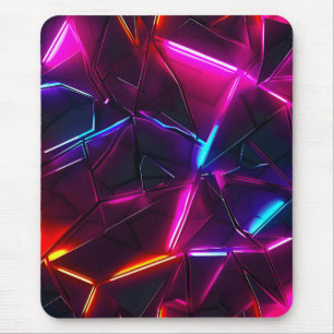 Alfombrilla De Ratón Neón Geométrico Abstracto Futurista Ciberpunk