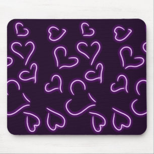 Alfombrilla De Ratón Neon Hearts Purple