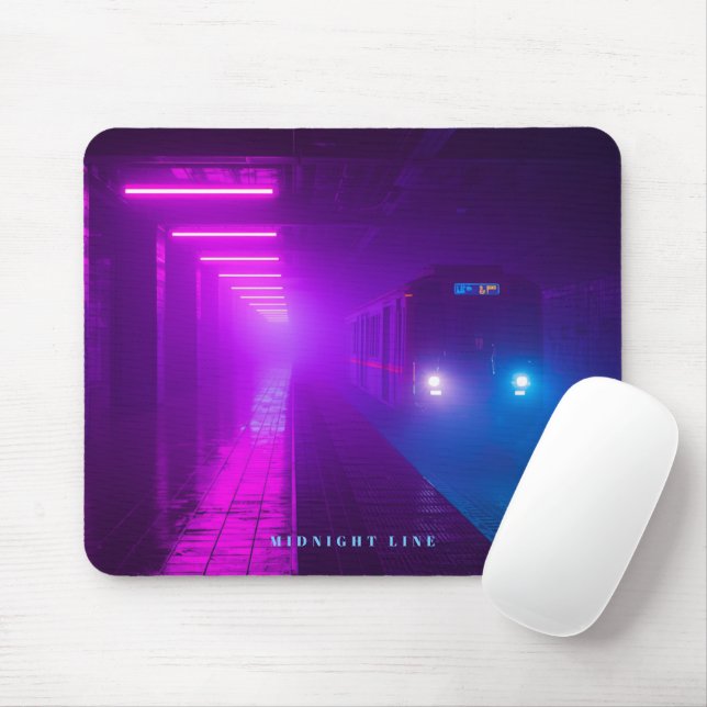 Alfombrilla De Ratón Neon Metro Cyberpunk – Retro Synthwave Vap (Con ratón)