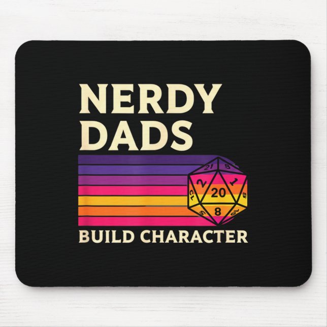 Alfombrilla De Ratón Nerdy Dads Build Character, Retro Tabletop Rpg Fat (Frente)