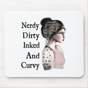 Alfombrilla De Ratón Nerdy Dirty Inked &amp; Curvy Reading Lovers Tatto