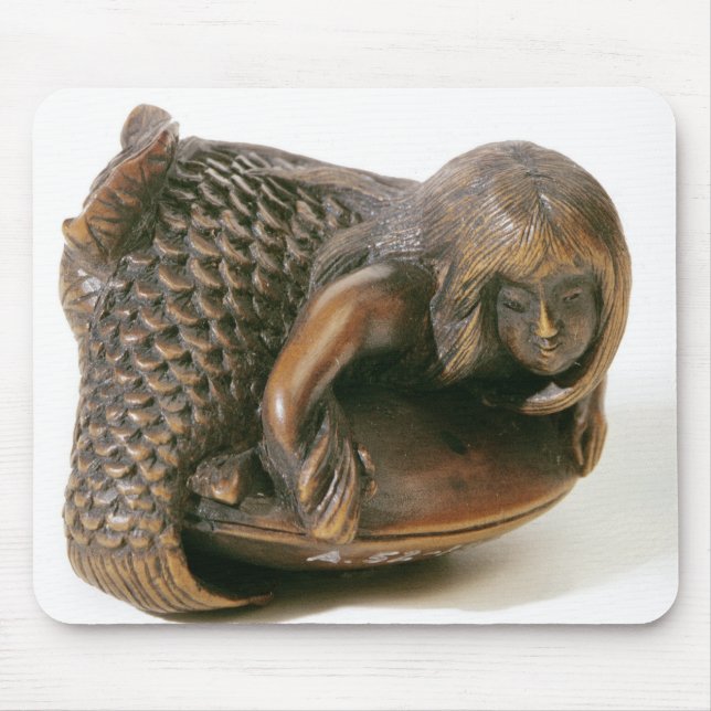 Alfombrilla De Ratón Netsuke talló en la forma de una sirena (Frente)