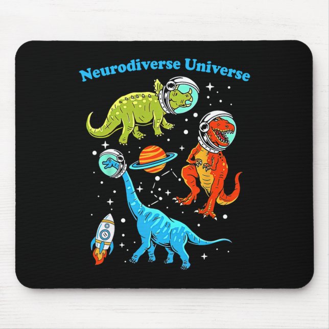 Alfombrilla De Ratón Neurodiverso Universo Dinosaurios Espacio Adhd Asd (Frente)