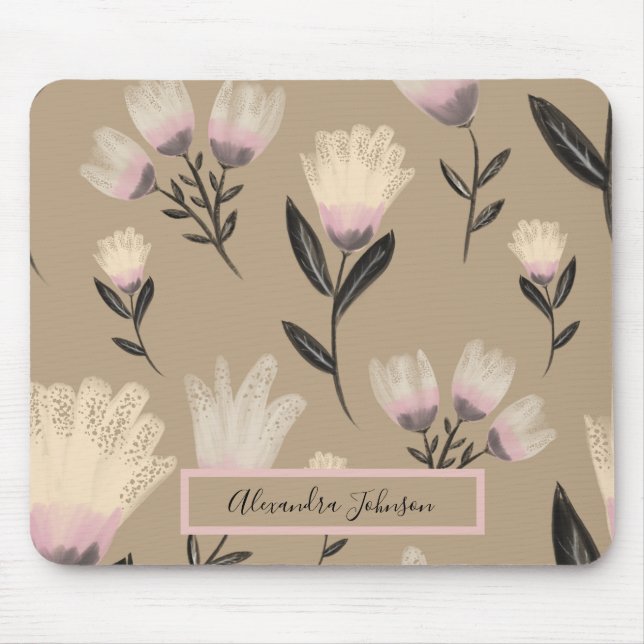 Alfombrilla De Ratón Neutral Blush Floral  | Modern Botanical (Frente)