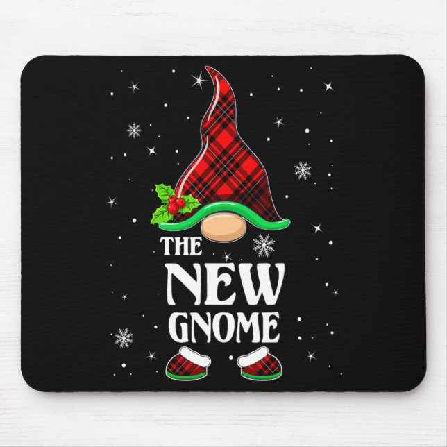Alfombrilla De Ratón New Gnome Red Plaid Matching Family Christmas Paja (Frente)