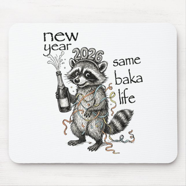 Alfombrilla De Ratón New Year Same Baka Life Funny Raccoon New Year's E (Frente)