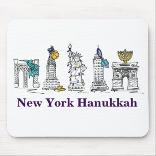 Alfombrilla De Ratón New York Hanukkah NYC Edificios Holiday Mousepad