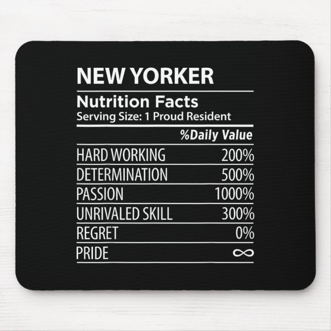Alfombrilla De Ratón New Yorker Nutrition Facts Funny New York Pride  (Frente)