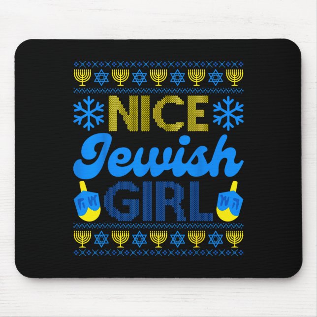 Alfombrilla De Ratón Nice Jewish Girl Ugly Happy Hanukkah Sweater Chanu (Frente)