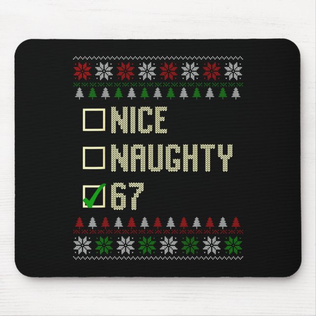 Alfombrilla De Ratón Nice Naughty 67 Funny Ugly Sweater Slang Brainrot  (Frente)