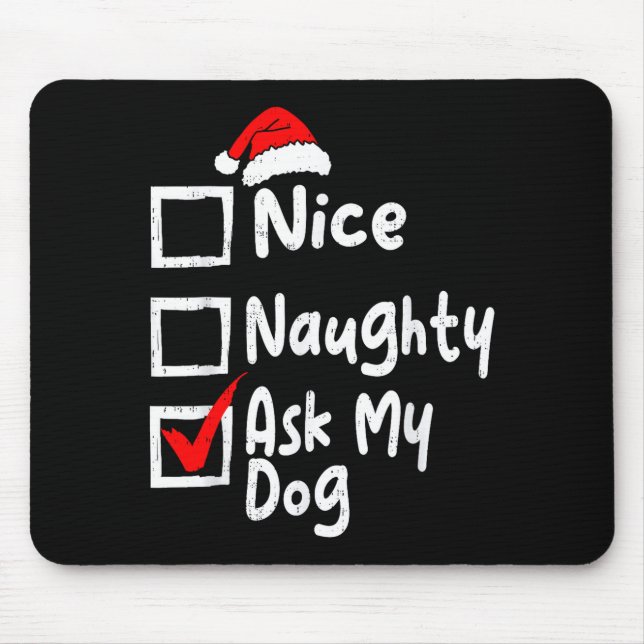 Alfombrilla De Ratón Nice Naughty Ask Dog Funny Christmas List Family M (Frente)