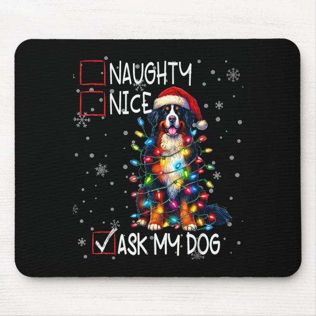 Alfombrilla De Ratón Nice Naughty Ask My Dog Christmas List Xmas  (Frente)