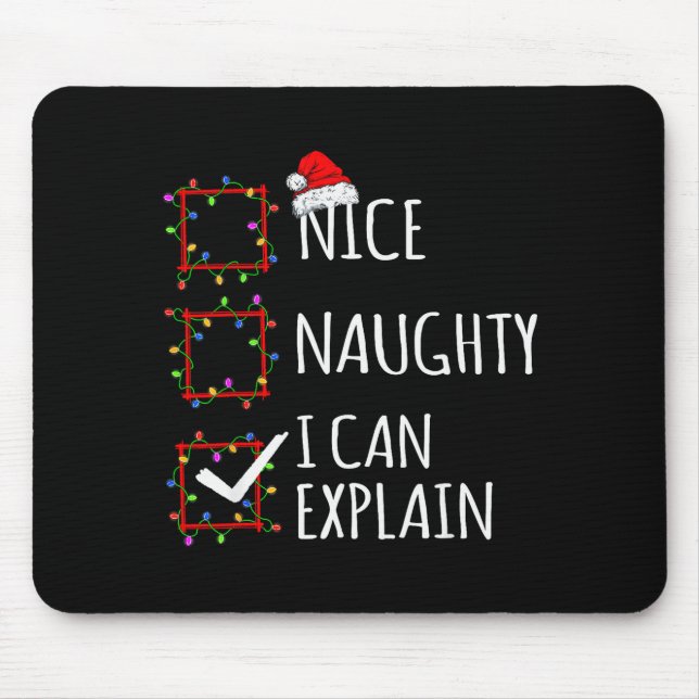 Alfombrilla De Ratón Nice Naughty I Can Explain Christmas List Santa Cl (Frente)