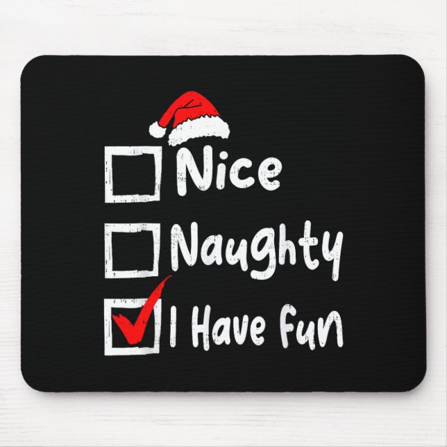 Alfombrilla De Ratón Nice Naughty I Have Fun Funny Christmas List Famil (Frente)